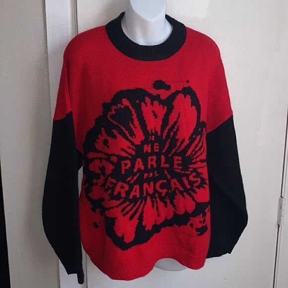 TOPSHOP Dixieland Slogan Red and Black Sweater-M - Picture 2 of 6